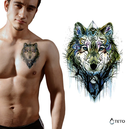 Geheimnisvoller Wolf - TETO Temporäre Tattoos