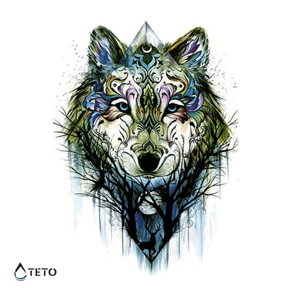 Geheimnisvoller Wolf - TETO Temporäre Tattoos
