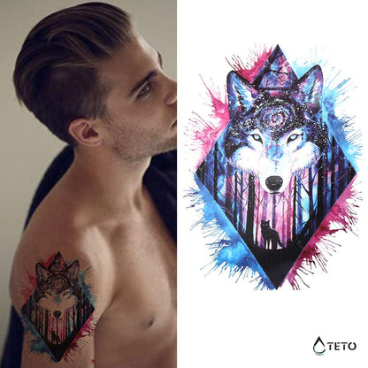 Wolf des mystischen Waldes - TETO Temporäre Tattoos