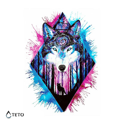 Wolf des mystischen Waldes - TETO Temporäre Tattoos