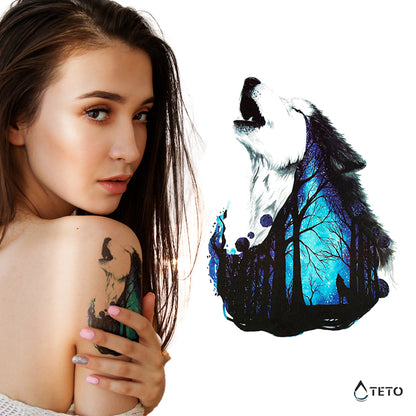 Heulender Wolf - TETO Temporäre Tattoos