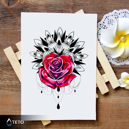 Blume mit Mandala - TETO Temporäre Tattoos