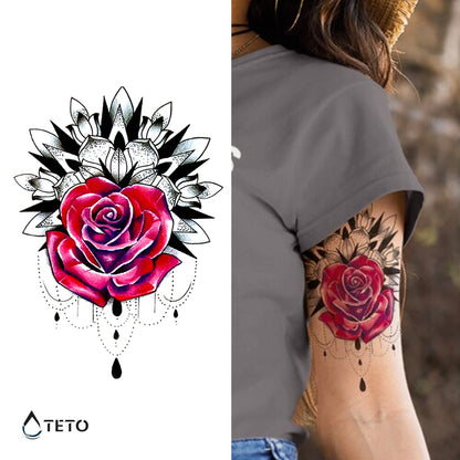 Blume mit Mandala - TETO Temporäre Tattoos