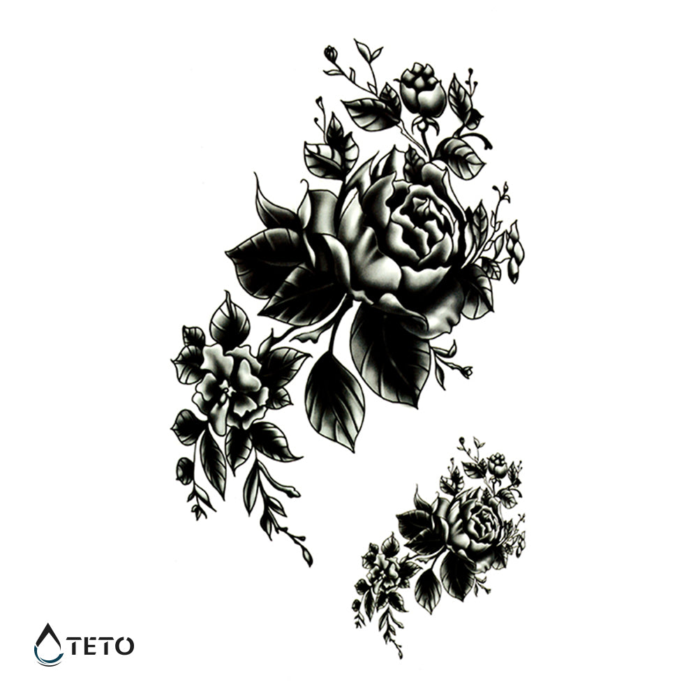 Schwarze Rosen - Set - TETO Temporäre Tattoos