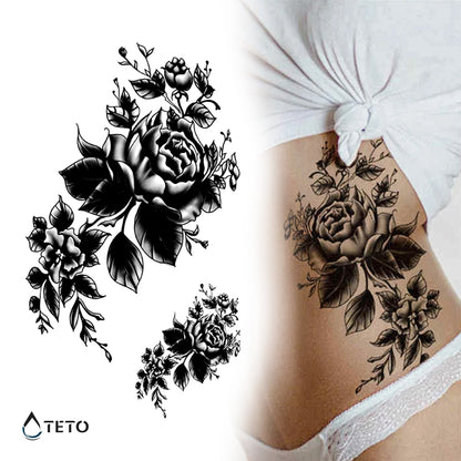 Schwarze Rosen - Set - TETO Temporäre Tattoos