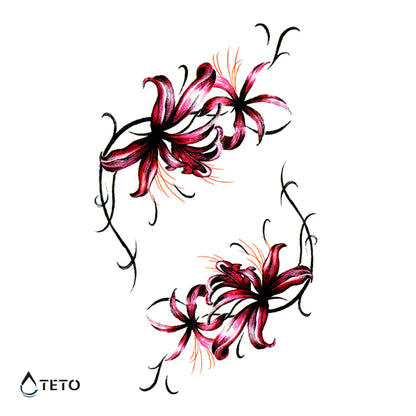 Rote Blumen - Set - TETO Temporäre Tattoos