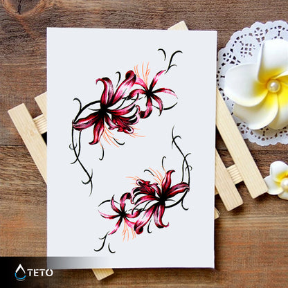 Rote Blumen - Set - TETO Temporäre Tattoos