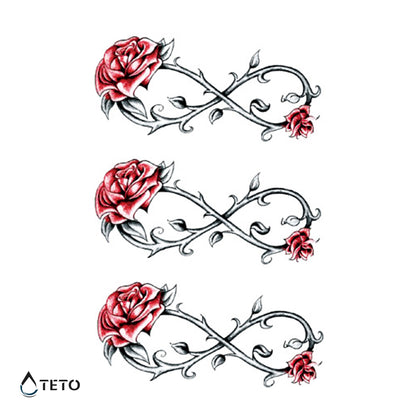 Unendlich aus Rosen mit Dornen - Set - TETO Temporäre Tattoos