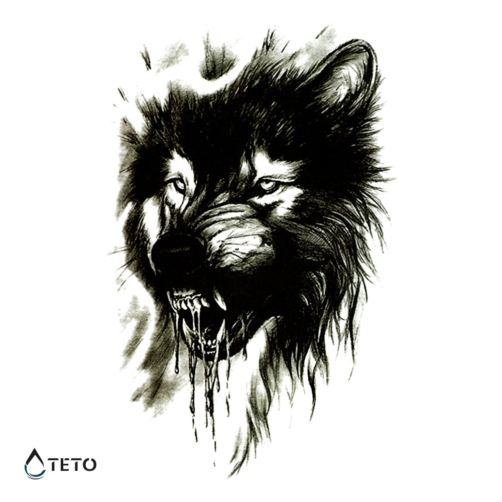 Wütender Wolf - TETO Temporäre Tattoos