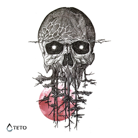 Totenschädel mit Bäumen - TETO Temporäre Tattoos