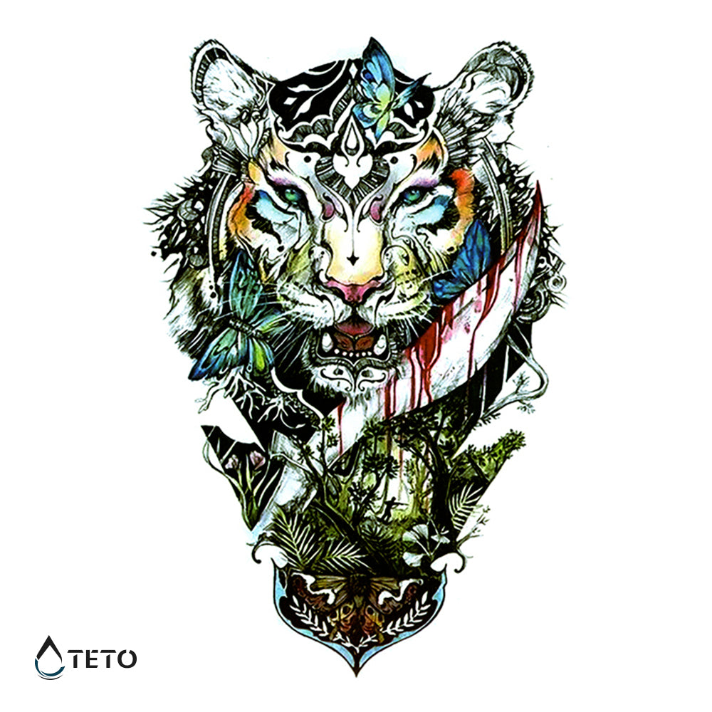 Blutiger Tiger - TETO Temporäre Tattoos