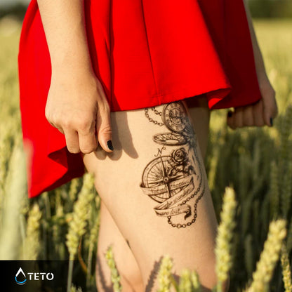Kompass und Uhr - TETO Temporäre Tattoos