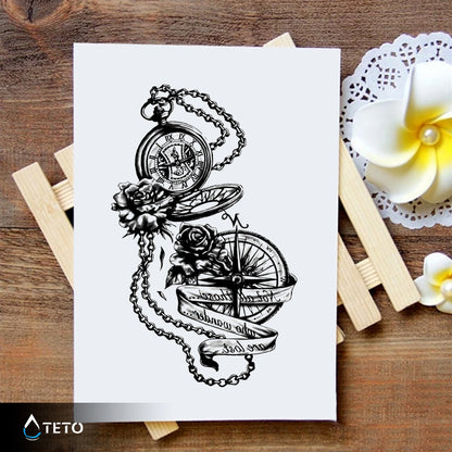 Kompass und Uhr - TETO Temporäre Tattoos