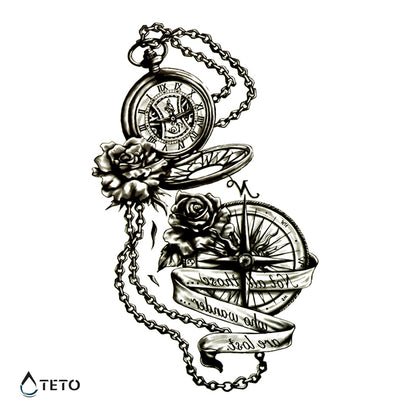Kompass und Uhr - TETO Temporäre Tattoos