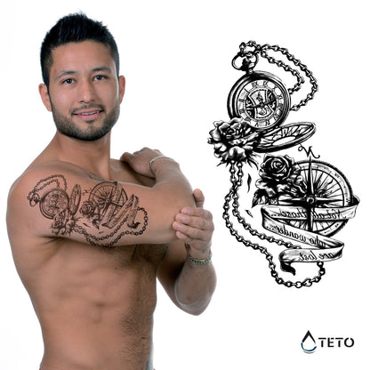 Kompass und Uhr - TETO Temporäre Tattoos