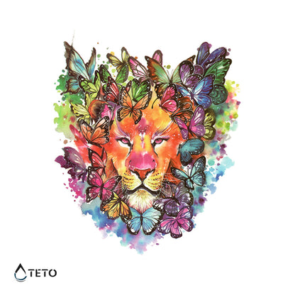 Löwe mit Schmetterlingen - TETO Temporäre Tattoos
