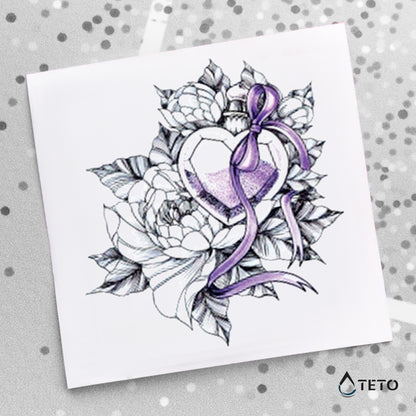 Blume mit Diamant - TETO Temporäre Tattoos