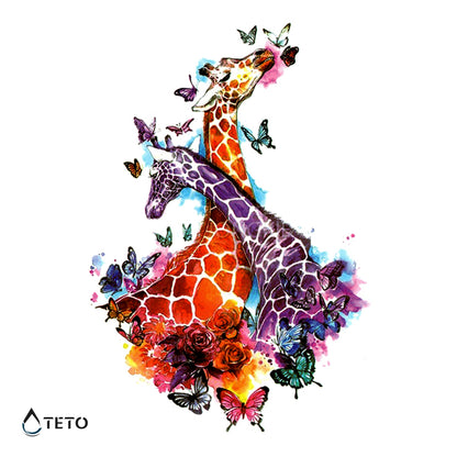 Giraffen mit Schmetterlingen - TETO Temporäre Tattoos