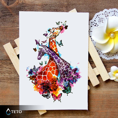 Giraffen mit Schmetterlingen - TETO Temporäre Tattoos