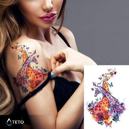 Giraffen mit Schmetterlingen - TETO Temporäre Tattoos