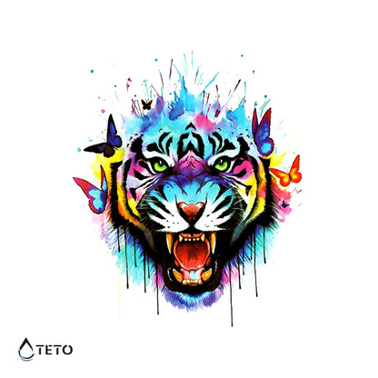 Tiger mit Schmetterlingen - TETO Temporäre Tattoos