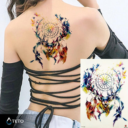 Hirsch mit Traumfänger - TETO Temporäre Tattoos