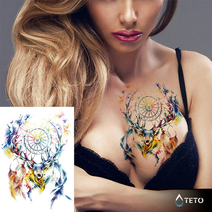 Hirsch mit Traumfänger - TETO Temporäre Tattoos