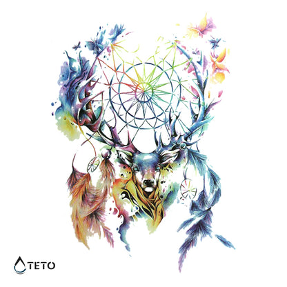 Hirsch mit Traumfänger - TETO Temporäre Tattoos