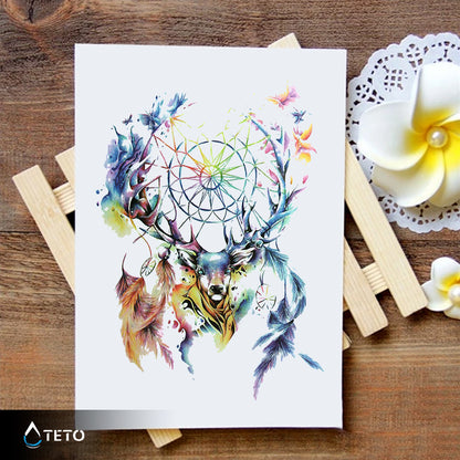 Hirsch mit Traumfänger - TETO Temporäre Tattoos