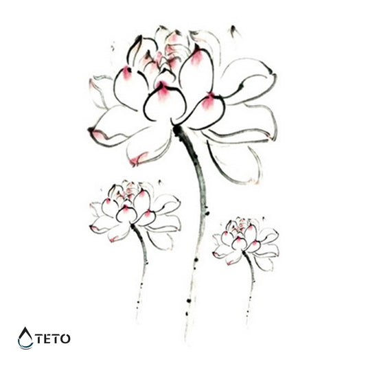 Weiße Blumen - Set - TETO Temporäre Tattoos