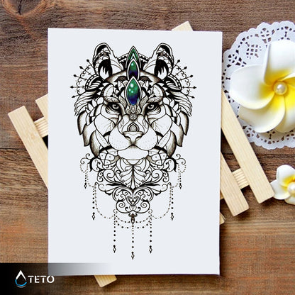 Tiger mit Verzierungen - TETO Temporäre Tattoos