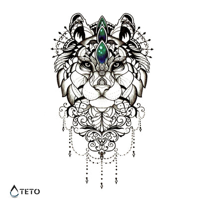 Tiger mit Verzierungen - TETO Temporäre Tattoos