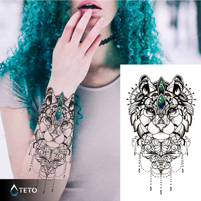 Tiger mit Verzierungen - TETO Temporäre Tattoos