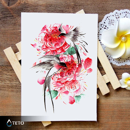 Kolibris mit Blumen - TETO Temporäre Tattoos