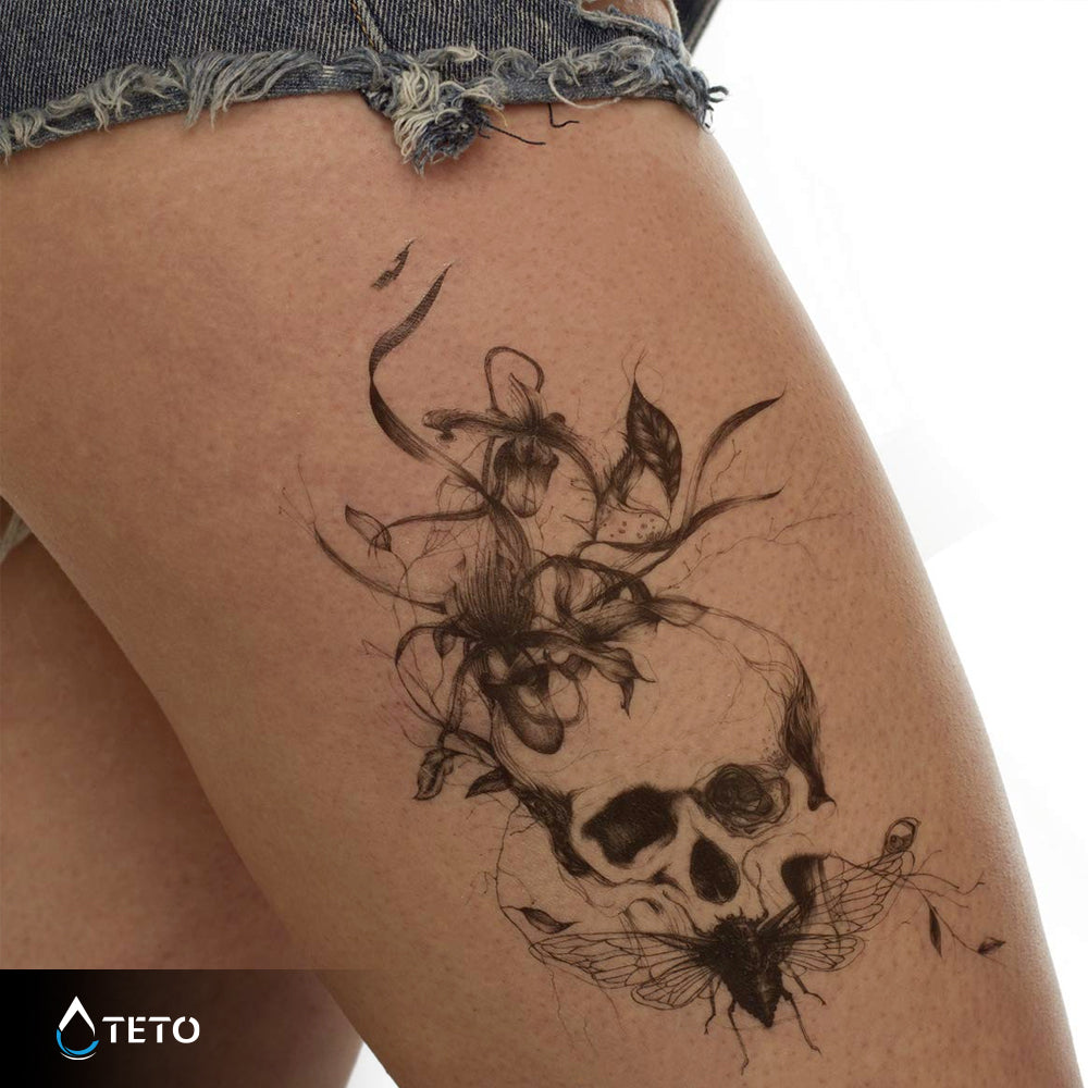 Makabrer Totenschädel - TETO Temporäre Tattoos