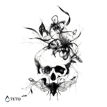 Makabrer Totenschädel - TETO Temporäre Tattoos