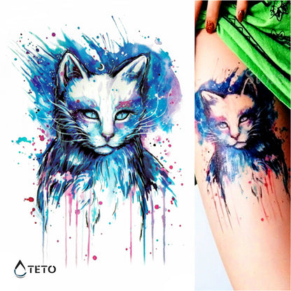 Bunte Katze - TETO Temporäre Tattoos