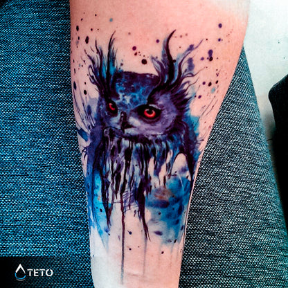 Blaue Eule - TETO Temporäre Tattoos
