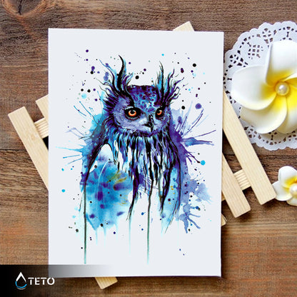 Blaue Eule - TETO Temporäre Tattoos