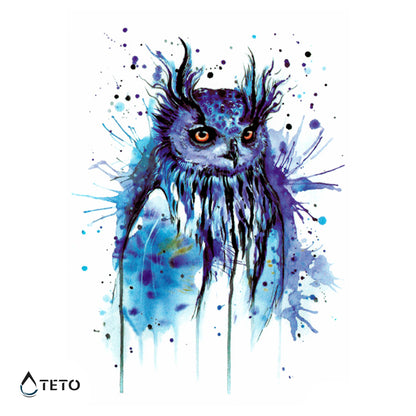 Blaue Eule - TETO Temporäre Tattoos