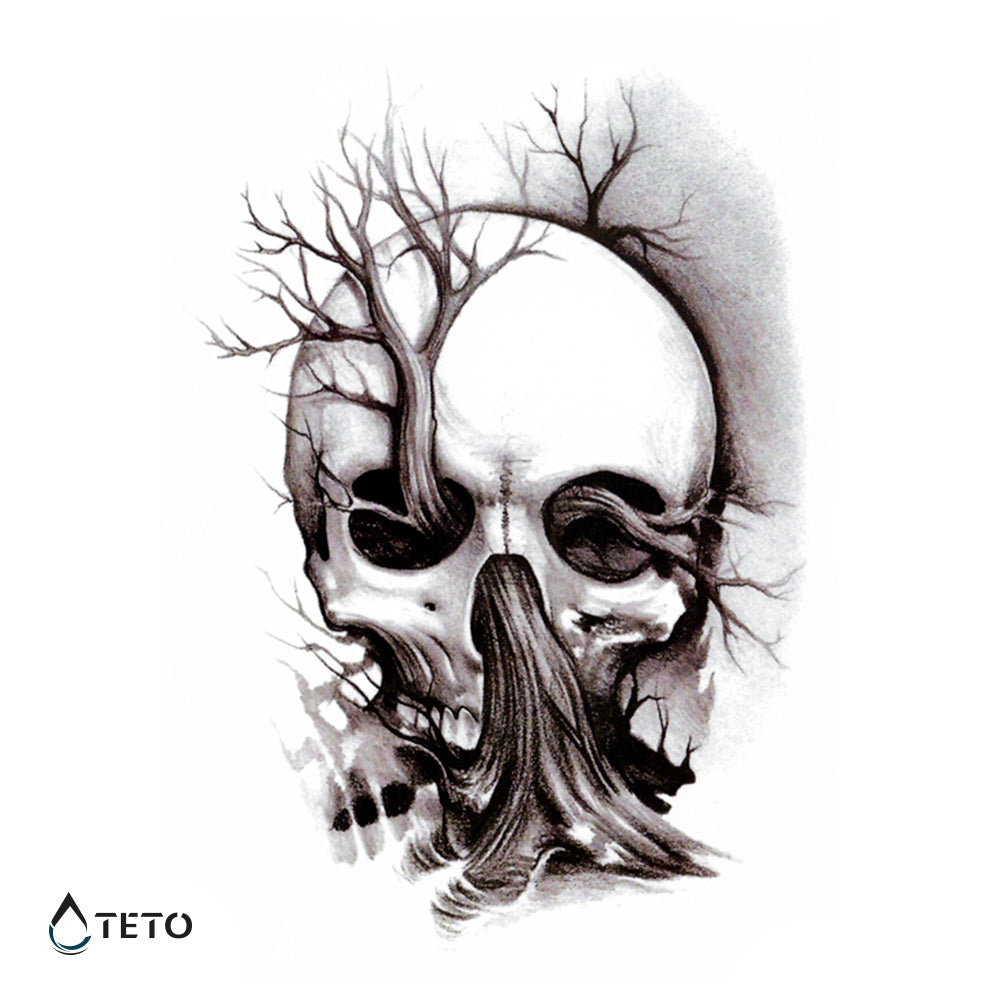 Totenschädel mit Baum - TETO Temporäre Tattoos