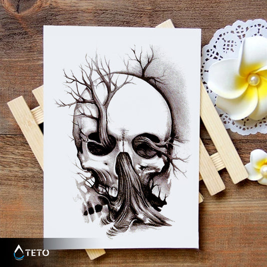 Totenschädel mit Baum - TETO Temporäre Tattoos