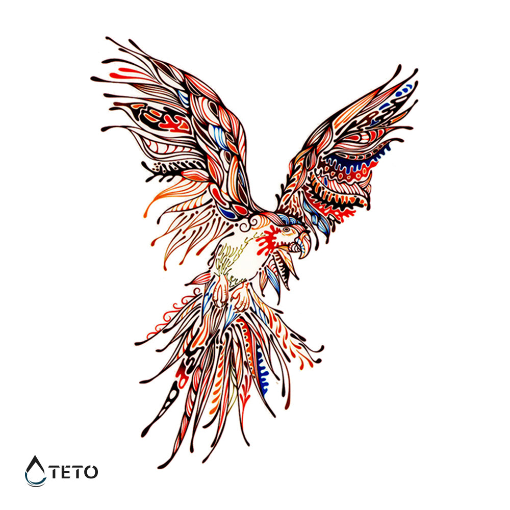 Bunter Vogel - TETO Temporäre Tattoos