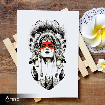 Porträt einer einheimischen Frau - TETO Temporäre Tattoos