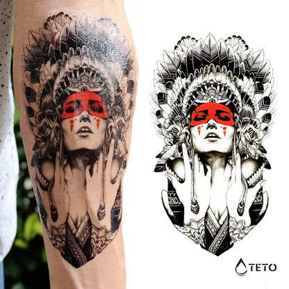 Porträt einer einheimischen Frau - TETO Temporäre Tattoos