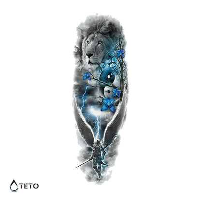 Löwe mit Yin und Yang Symbol - TETO Temporäre Tattoos