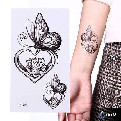 Schmetterling in einem Herzen - Set - TETO Temporäre Tattoos