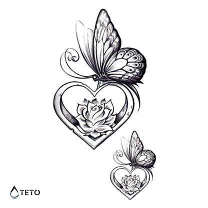 Schmetterling in einem Herzen - Set - TETO Temporäre Tattoos