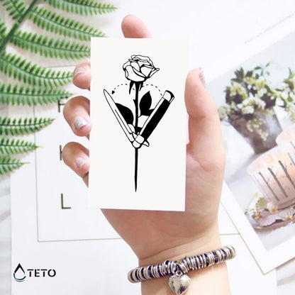Messer, Herz und Rose - TETO Temporäre Tattoos