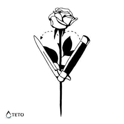 Messer, Herz und Rose - TETO Temporäre Tattoos